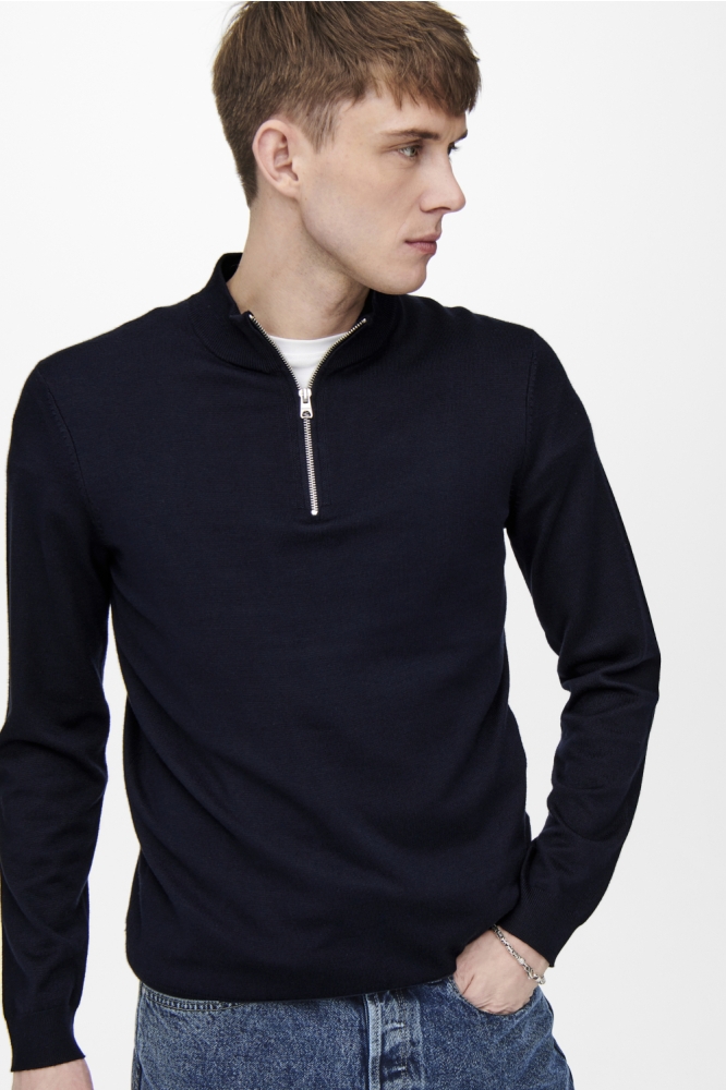 ONSWYLER LIFE REG 14 HALF ZIP KNIT 22021264 Dark Navy